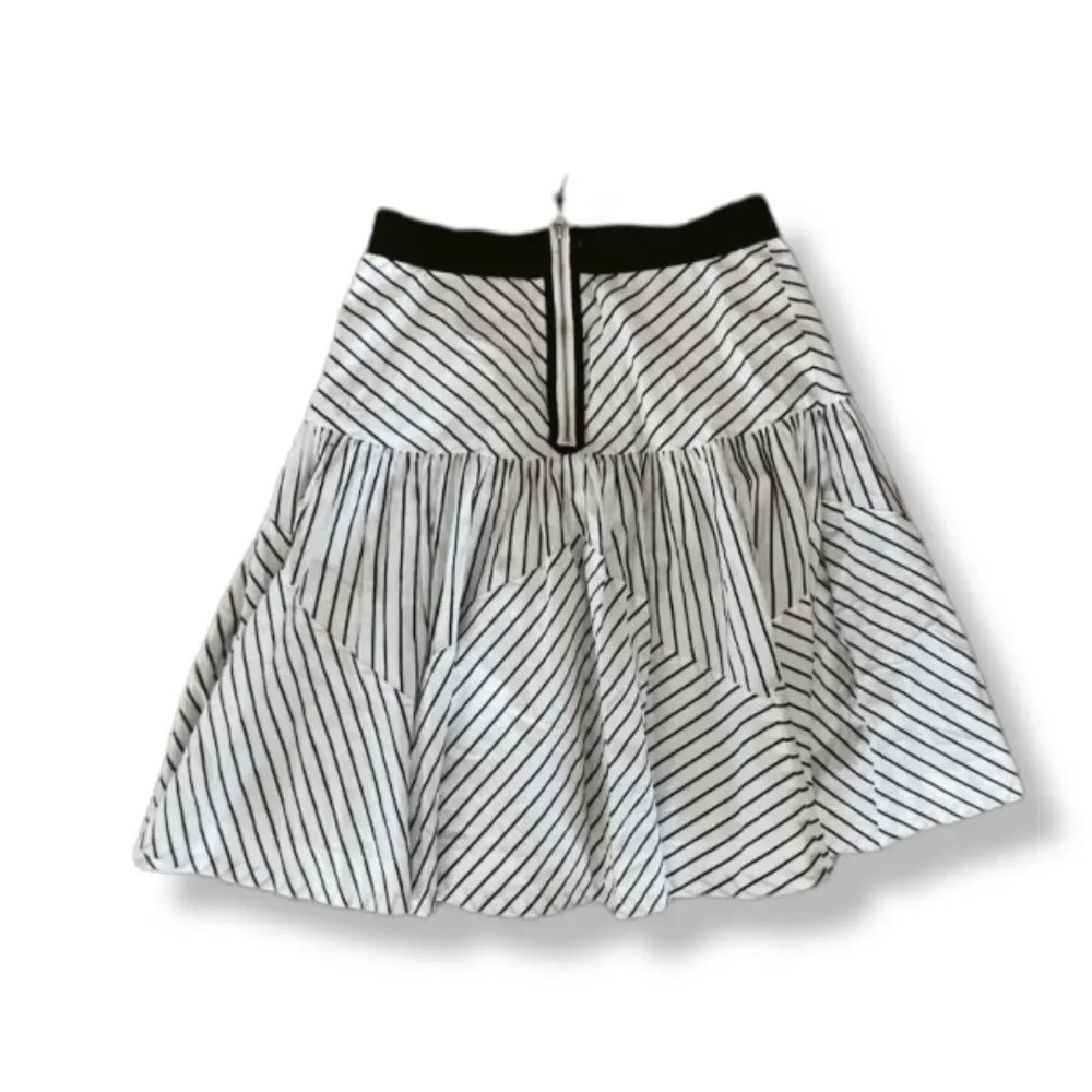 Maeve Anthropologie skirt Black & White stripes multi layer Flare Skirt size 2 - Picture 9 of 9